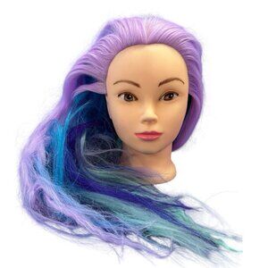 Mannequin Cosmetology  hairdressing training head Long pink & purple hair